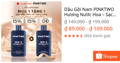 Dầu Gội Nam PINKTWO Hương Nước Hoa – Sạch Sâu, Thơm Lâu, Dịu Mát Da Đầu Chai 300ml