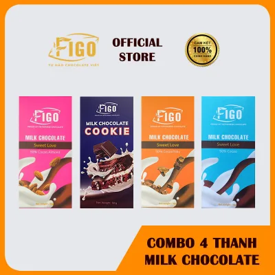 Kẹo socola sữa Hạnh nhân, Hạt cacao, Hạt điều, không nhân 50g FIGO, đồ ăn vặt văn phòng siêu ngon