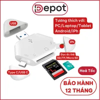 Đầu đọc thẻ nhớ đa năng cho điện thoại, máy tính, laptop, máy tính bảng tốc độ cao hỗ trợ thẻ SD TF, BH 12 tháng.