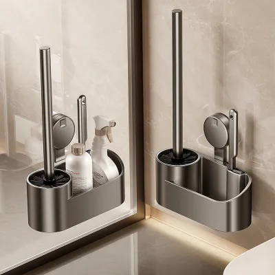Cốc Hút Bàn Chải Vệ Sinh Treo Tường Hộ Gia Đình Không Góc Chết Bàn Chải Vệ Sinh Vệ Sinh Kệ Vệ Sinh Bàn Chải Đặc Biệt 041