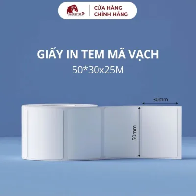 Cuộn Giấy In Tem Trà Sữa, Tem In Mã Vạch Decal Tự Dán 35x22mm, 40x30mm, 50x30mm Giấy In Nhiệt Tự Dính