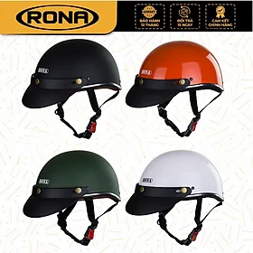 Mũ bảo hiểm nửa đầu RONA hali viền bạc chính hãng, nón bảo hiểm freesize cho nam và nữ