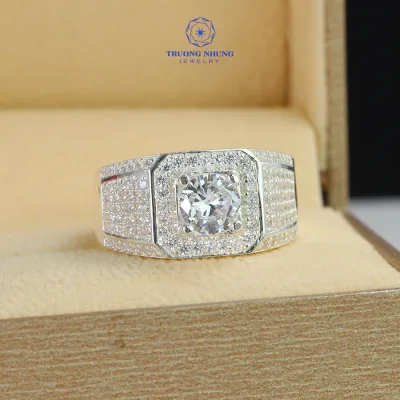 Nhẫn nam bạc thật đính đá sang trọng NNA0306 - Trang sức TRUONG NHUNG JEWELRY