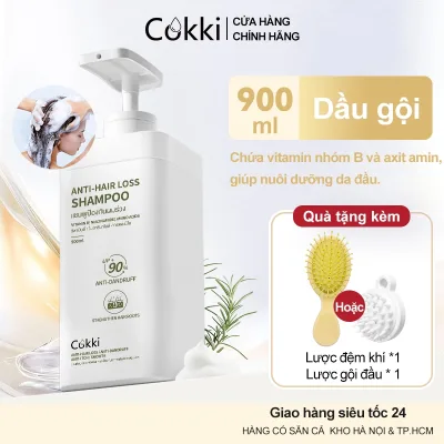 Dầu Gội Hàn Quốc Cokki Keratin 900ml - Ngăn Rụng Tóc & Giảm Gàu - Phục Hồi Tóc Hư Tổn, Dưỡng Tóc Chắc Mượt - Quà Tặng Kèm Hấp Dẫn