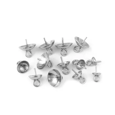 Set 20 Giá Đỡ Ngọc Trai Hình Nấm Tròn Bằng Thép Không Gỉ 3-8mm Dùng Treo Trang Sức DIY