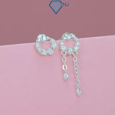 Women's 925 Silver Round Stone Earrings Btn0159 - Tnj Jewelry
