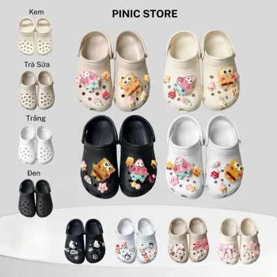 Dép Quai Hậu (KHÔNG CHỮ) Mix Cham Trang Trí Sticker Cute, Nhiều Mẫu Hot Trend, Hỗ Trợ Đổi Size - PINIC STORE QH3