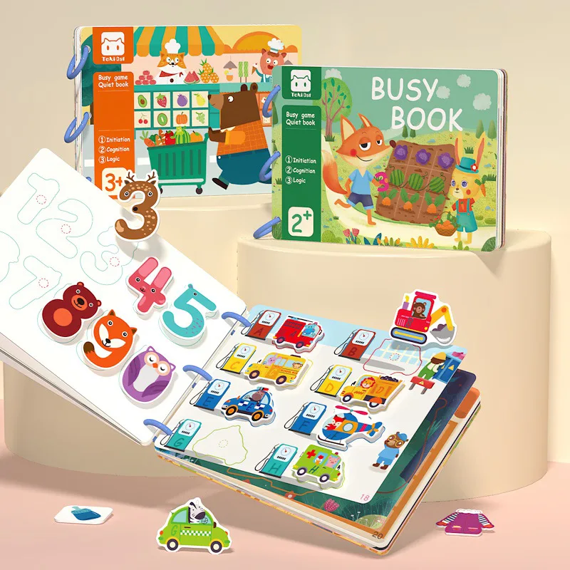 Bộ đồ chơi sách giáo dục sớm Montessori xé giấy dán cho bé, sách có thể tái sử dụng được dành cho bé 2-5 tuổi, giúp bé phát triển trí tuệ