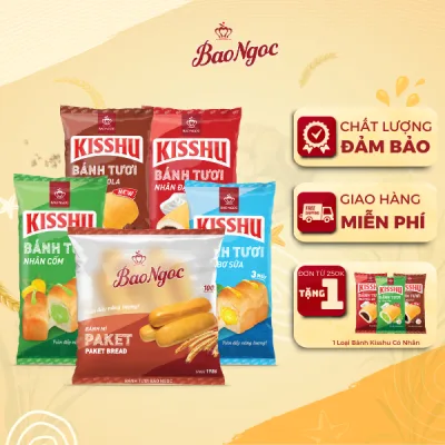 Bánh mì nhân ngọt Bảo Ngọc bánh tươi nhân bơ, cốm, đậu đỏ, socola, sandwich Sữa Chua 9 vị