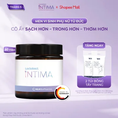 Hộp 60 viên men vi sinh phụ khoa Lactobact Intima bổ sung lợi khuẩn, Cranberry, D-Mannose từ Đức