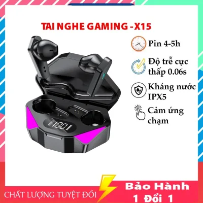 Tai Nghe Gaming X15 Bluetooth 5.1 Không Dây , Thiết kế đẹp mắt , Âm thanh sống động , Công nghệ chống nước , chống ồn hiệu quả