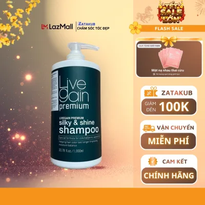 Livegain Premium Silky & Shine Shampoo 1000ml (New 2025) - Supports Maintaining Dyed Hair Color, Perfume Fragrance, Soft and Smooth Hair
