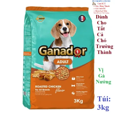 THỨC ĂN CHO CHÓ Ganador adult Dạng hạt Vị gà nướng Túi 3kg Thương hiệu từ Pháp - Pet shop Uytinpro