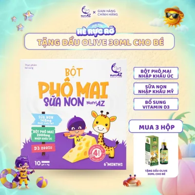 Bột Phô Mai Sữa Non NutriAZ Cho Bé Ăn Dặm Nguyên Liệu Nhập Khẩu Hỗ Trợ Phát Triển Chiều Cao Cho Bé Từ 6 Tháng Tuổi