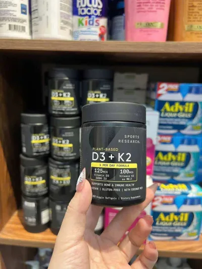 Vitamin D3 + K2 SPORTS RESEARCH SR mẫu mới 160 Viên