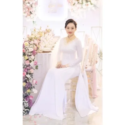 Áo dài hỏi cưới Trắng Bảo Ny