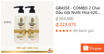 GRASSE - COMBO 2 Chai Dầu Gội Nước Hoa 620ml