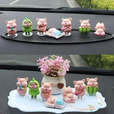 Trang trí taplo ô tô 7 chú heo hồng dễ thương - Trang trí nội thất xe ô tô hình heo hồng yêu đời để taplo ô tô otofunmoclan