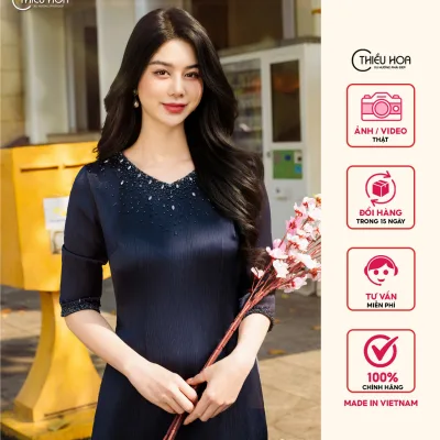 Áo dài cách tân thiết kế sang trọng chất liệu lụa vân tre mịn mát TT4L0731 Thời trang Thiều Hoa
