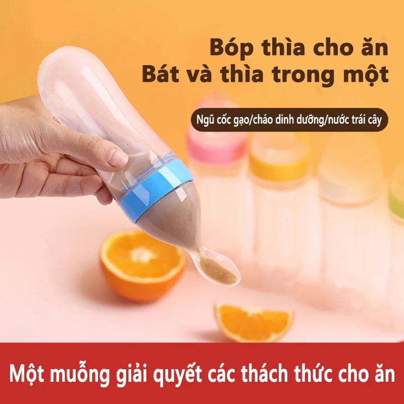 Bình thìa ăn dặm silicon Bình thìa ăn dặm silicon cho bé Bình sữa cho bé dung Chất liệu silicone y tế an toàn, mô phỏng bầu ngực mẹ
