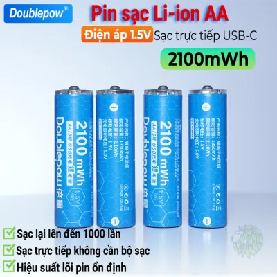 Doublepow Aa Rechargeable Battery with Capacity of 2100Mwh, Direct Charging Type-C, Used for Microphones, Watches, Door Locks, Children's Toys, Household Appliances, Computer Mice, Flashlights, Blood Pressure Monitors
