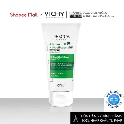 Dầu gội giúp sạch gàu dành cho da đầu dầu & ngứa Vichy Dercos Anti Dandruff 50ml