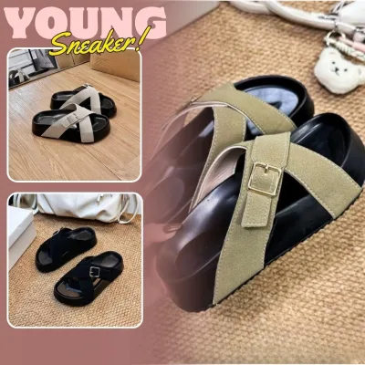 Dép Lê Nữ, Dép Lê Nữ Đế Cao Quai Chéo Hot Trend N53 || Young Sneaker