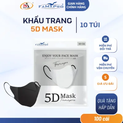Khẩu Trang 3 Lớp 5D Mask Quai Chun Nhỏ Nam Anh Famapro Túi 10 Chiếc