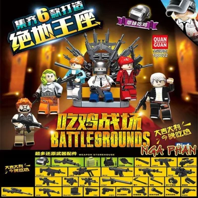 Set of 6 Pubg Game Characters Lord of War Guan Guan Moc DIY Assembling Puzzle Toys