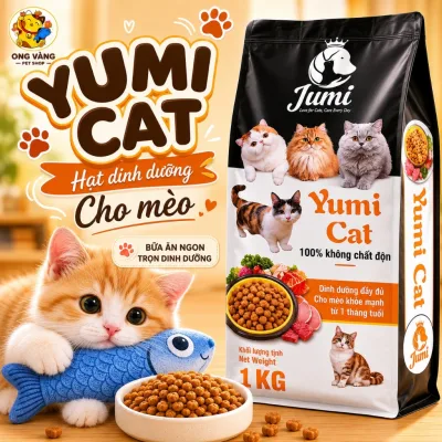 Thức ăn hạt cho mèo - 2 KG hạt nhỏ YUMI CAT thơm ngon bổ dưỡng vị cá hồi