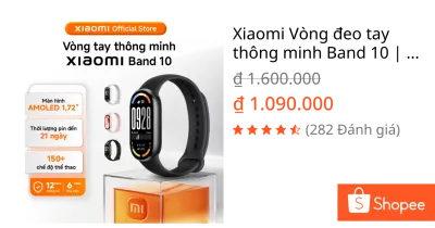 Xiaomi Vòng đeo tay thông minh Band 10 | AMOLED 1,72" | Pin 21 ngày - BH 1 năm chính hãng