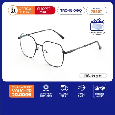 Gọng kính đa giác LB Eyewear 72857 kính thời trang nam nữ chất liệu kim loại, phù hợp khuôn mặt tròn, oval