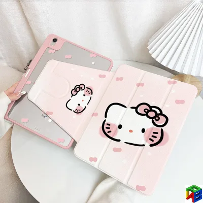 Hello Kitty hồng dễ thương 720° Ốp lưng ipad xoay 2026 Air8-M4 Gen11 A16 / air7 / 6 / 5 M3 mini6 / 7 Acrylic pro2024 M4 thế hệ 10 2022 gen7 / 8 / 9 Vỏ ipad chống rơi có khe cắm bút