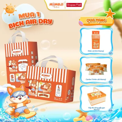 Tã Bỉm Dán/Quần Momoji Air Dry Siêu Mỏng, Êm Mềm, Siêu Khô Thoáng, An Toàn Cho Bé NB/S/M/L/XL/XXL/XXXL cho bé 5 - 30KG