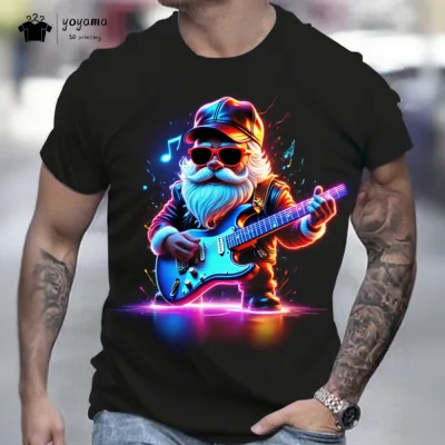 Giáng Sinh Mới Áo nam Mùa Hè Santa 3D In Hình Nam Hợp Thời Trang Hip Hop Quần Áo Nam Thời Trang Rời Nam Tay Ngắn Tee