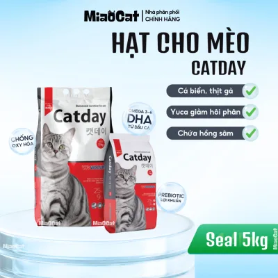 Hạt CATDAY cho mèo trưởng thành 25% đạm - Yucca giảm mùi hôi phân, hồng sâm tăng sức đề kháng