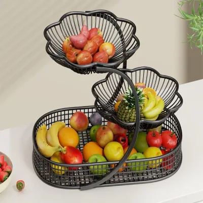 Khay trái cây nhiều tầng cao cấp – Giỏ đựng bánh kẹo, đồ ăn vặt phong cách nhẹ sang