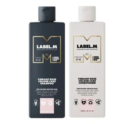 Bộ Dầu Gội Xả Chăm Sóc Tóc Màu Label.m Vibrant Rose Colour Care 300mlx2