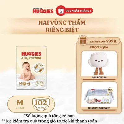 Tã quần Huggies Skin Perfect Mega Jumbo M98/ L88/XL72+4/XXL64+4 với 2 vùng thấm giảm kích ứng da