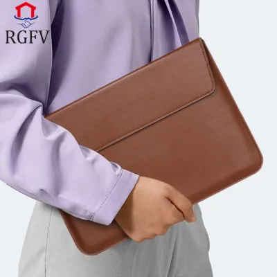 Túi đựng máy tính xách tay RGFV, Túi đựng máy tính xách tay bằng da đóng cửa 13 inch, Túi đựng máy tính bảng Thiết kế phong bì Giá đỡ nhẹ Túi đựng máy tính xách tay dành cho doanh nghiệp