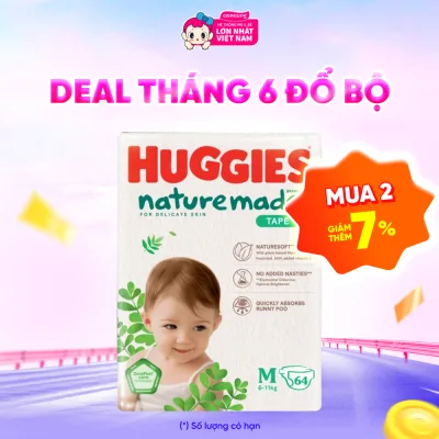 Bỉm tã dán Huggies Platinum Nature Made size M 64 miếng (6-11kg) - concung