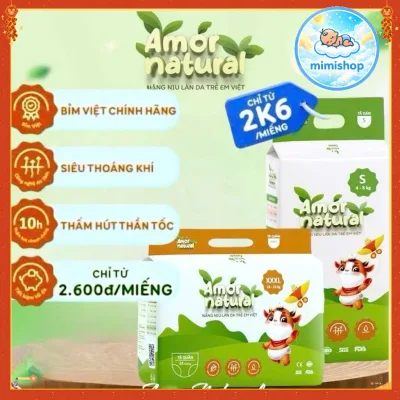 Tã Bỉm Quần Dán AMOR NATURE ,bỉm Việt,Bỉm trà xanh mềm mỏng thấm hút tốt, đủ size cho bé.