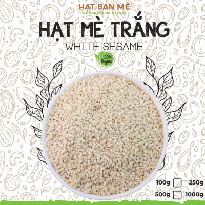 HẠT MÈ TRẮNG THUẦN CHỦNG HỮU CƠ TỰ NHIÊN 100g-250g-500g ( Hạt vừng sống) dùng nấu chè, làm bánh & sữa, muối mè, bơ.
