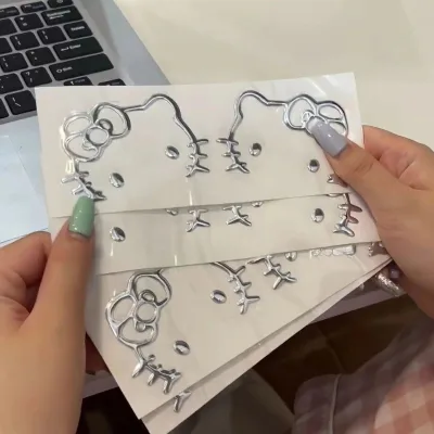 Kt Mèo Miếng Dán Kim Loại Hoạt Hình Miếng Dán Dễ Thương Giá Trị Cao Sổ Tay Sổ Tay Điện Thoại Di Động Máy Tính Miếng Dán