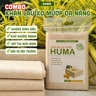 Khăn Lau Xơ Mướp Đa Năng HUMA (Cắt tùy ý). Siêu thấm hút, tách dầu, làm sạch nhà bếp, bàn, tất cả bề mặt