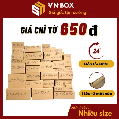 Combo 20 hộp carton đóng hàng nhiều kích thước hộp giấy ship cod FULL SIZE đựng mỹ phẩm, phụ kiện - VN BOX HCM