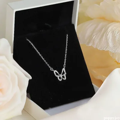 🐾POP 2024 Trang Sức Thời Trang Vòng Cổ Bướm Rỗng Với Zircon Sáng Động Vật Choker Vàng Màu Bạc Đảng Quà Tặng Cho Nữ