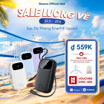 【CCC Certified】Sạc Dự Phòng EnerFill Qpow3 Baseus Pin Dự Phòng Sạc Nhanh Màn Hình Kỹ Thuật Số Cáp Kép, Kích Thước Nhỏ, Có Chứng Nhận CCC