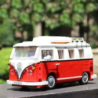 Khớp với LEGO Camper Van Volkswagen T1 Bus Xe cắm trại Khối xây dựng Mô hình lắp ráp giáo dục cho trẻ em Quà tặng đồ chơi
