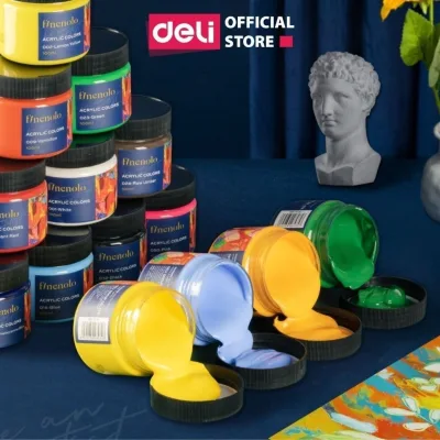 Màu nước acrylic dạng hũ 100ml chuyên nghiệp Deli - dùng để vẽ custom trên vải, giày, tường full bảng màu